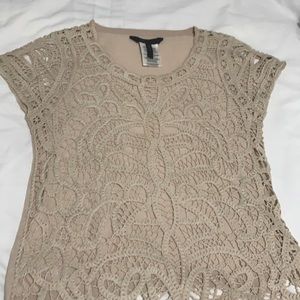 knitted lace short sleeve blouse